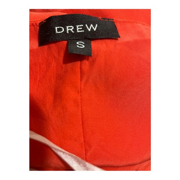 Drew womens silk V front neck button tie ope. Back orange blouse size Small - Picture 11 of 12